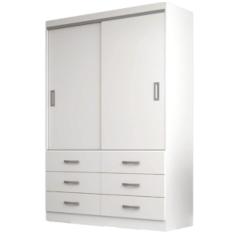 Guarda Roupa Veneza Solteiro 2 Portas 6 Gavetas Evidencia Cor Branco