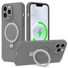 ZHK Capa de silicone líquido projetada para iPhone 13 Pro Max com suporte magnético, [proteção precisa da lente da câmera][à prova de choque de grau mil] [forro de microfibra macio antiarranhões] Capa