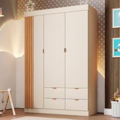 Guarda Roupa Roupeiro 03 Portas 04 Gavetas Ayla Off White Phoenix Baby