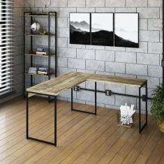 Escrivaninha L Estilo Industrial 150x140cm Dynamica Yescasa Carvalho / Preto