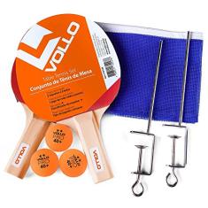 Kit Tênis de Mesa 2 Raq. 3 Bolas e Suporte Vollo Sports