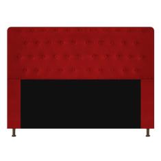 Cabeceira Estofada Brenda 195 cm King Size Com Botonê Suede Vermelho -