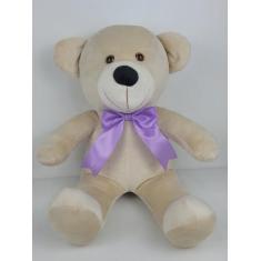 Urso De Pelúcia Bolota Médio 50CM Doce De Leite Com Laços Coloridos Pa