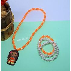 Kit Conjunto Colar e Pulseiras Infantil Menina Miçangas Pérolas Colori