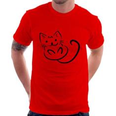Camiseta Gatinho Traços - Foca na Moda, Vermelho, GGG