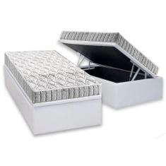 Cama Box Baú Solteiro: Colchão Espuma Anjos D33 Orthosono + Base crc Courano White(88x188)