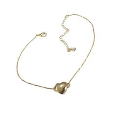Tornozeleira Folheada Veneziana Com Pingente Coração Liso