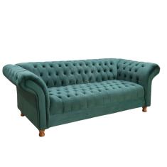 Sofá Chesterfield Conde D'El 3 Lugares Via Encanto Veludo Verde