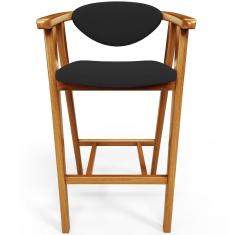 Banqueta Alta Para Cozinha Bancada Bar Sala De Jantar Fixa Cecília L02 Suede Preto