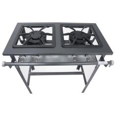 Fogão 2 Bocas Duplas Stand Metal Brey Baixa Pressão 102-2D