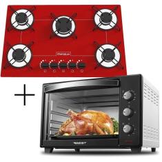 Fogão Cooktop 5 Bocas Vermelho + Forno De Eletrico 48 Litros