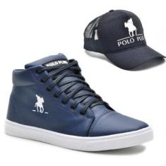 Kit Tênis Casual Confortável Masculino Com Um Boné Aba Curva Fecho Ajustável-Masculino