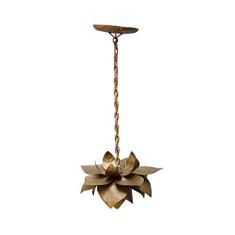 Lustre Para Quarto Pequeno de Ferro Artesanal Rustico 01 Boca com Flor