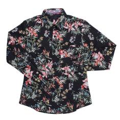 Camisa Feminina Floral Manga Longa Preta Rodeo Western 24617
