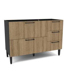 Balcão de Cozinha para Pia 1 Porta Basculante 4 Gavetas Raviolli Menu Kitchen Politorno Preto/Mel