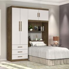 Guarda Roupa Solteiro com Cabeceira 4 Portas Cancun J&A Móveis Jequitibá/Off White