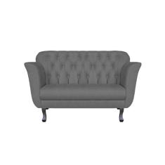 Namoradeira Decorativa Dália Suede Cinza 2 Lugares Pés Madeira Mz Decor