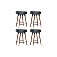 Kit 4 Bancos Moderno Pé Palito Roma Slim Preto 50cm