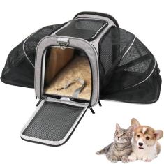 Bolsa Pet Expansivel Transporte Viagem Cachorros Gatos Cinza