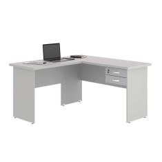 Escrivaninha Em L Com 02 Gavetas Chair Cinza