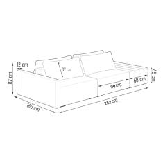 Sofá Ilha 2 Lugares Living 252cm Modulado para Sala Lary Bouclê K01 - D`Rossi