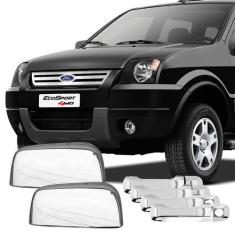 Aplique Capa Cromada Retrovisor E Macaneta Ecosport 2003/12 - Shekpart