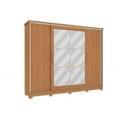 Guarda Roupa Casal 4 Portas de Correr e 4 Gavetas c/ Espelho e Pés CB0