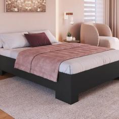 Cama de Casal Box com Estrado Fixo 140 Xangai Grafite