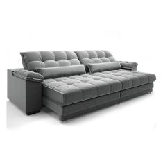 Sofá 5 Lugares Retrátil e Reclinável Majestic Veludo Cinza