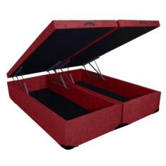 Cama Box Bau Bipartido Queen Size Suede 1.58X1.98 com Pistão Hidráulic