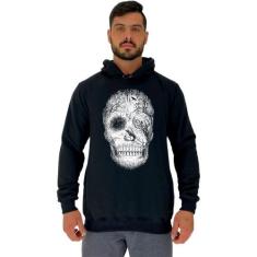 Blusa Moletom Tradicional Com Touca MXD Conceito Forest Skull, Preto, 