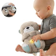 Lontra de Pelúcia que Respira e Ajuda na Hora de Dormir - Lontrinha Do Sono, Ursinho de Pelúcia que Respira com Luzes e Sons Relaxantes (Bege - 4 modos)