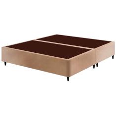 Cama Box Base Sommier Linho Bege - Ortobom King 193x203