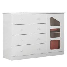 Cômoda Infantil Eloisa 4 Gavetas 1 Porta Branco