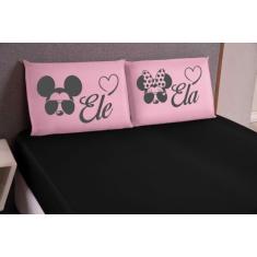 Kit Jogo de Lençol Casal King Box Hipercal Macio Estampado Ele/Ela Cor