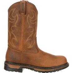 ROCKY Bota original Ride Branson Steel Toe impermeável Western, Cavalo azteca Crazy Horse, 42