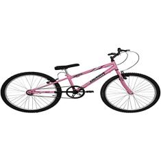 Bicicleta de Passeio Ultra Bikes Esporte Rebaixada Aro 24 Reforçada Freio V-Brake Sem Marcha Feminina Rosa Bebê