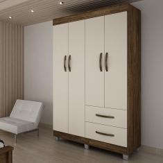Guarda Roupa Solteiro 4 Portas 2 Gavetas Paris CHF - Imbuia/Off White