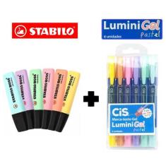 Kit Marca Texto Stabilo Boss Pastel + Lumini Gel Pastel