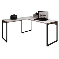 Mesa Para Escritório e Home Office Industrial em L Soft 150 cm F01 Branco Fosco - Lyam Decor
