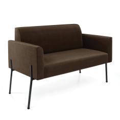 Sofá Namoradeira 2 Lugares Pé de Ferro Preto Marisa Suede D03 - D`Rossi