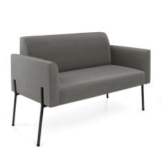 Sofá Namoradeira 2 Lugares Pé de Ferro Preto Marisa Suede D03 - D`Rossi