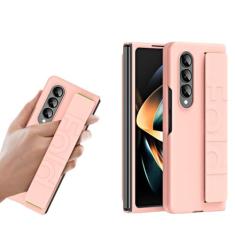 Capa de plástico rígido sedoso fosco para Samsung Galaxy Z Fold 5 3 4 2 Pulseira Capa de armadura elástica para Z Fold5 Fold4 Fold3, rosa, para Z Fold 2