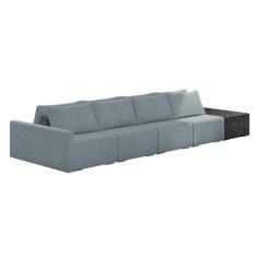 Sofá Ilha 4 Lugares Living 392cm Modulado Sala Lary Bouclê/PU Pto K01 - D`Rossi