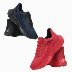 Kit 2 Tênis Masculino Esporte Cadarço Academia Corrida Dia a Dia-Masculino