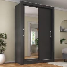 Guarda Roupa Solteiro 2 Portas - Com Espelho Liz Yescasa Preto