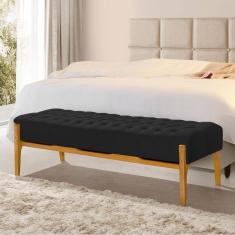 Recamier Base em Madeira Puerto 1,30m Capitonê Veludo Preto