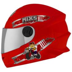 Capacete Fechado Mixs Start Infantil Blocks, VERMELHO, 54