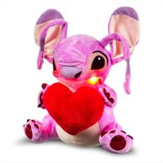 Pelúcia Personagem Angel Coração Interativo Luz e Sons 30cm Rosa Multikids BR1514