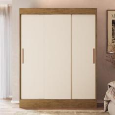 Guarda Roupa Solteiro 3 Portas 2 Gavetas Marselha Doripel, Off White/N
